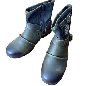 Osstone Mens 5008-1 Biker Boots Olive Green Leather Suede Side Zip‎ US 10